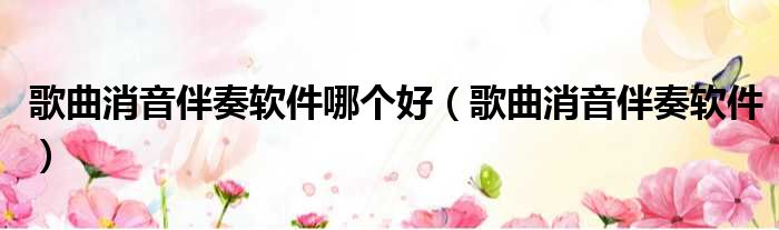歌曲消音伴奏软件哪个好（歌曲消音伴奏软件）