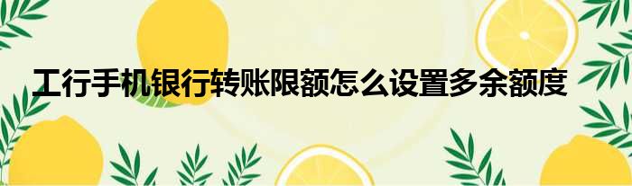 工行手机银行转账限额怎么设置多余额度