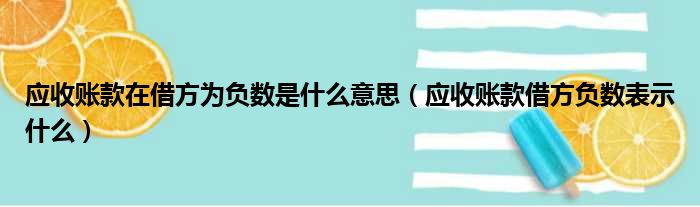 应收账款在借方为负数是什么意思（应收账款借方负数表示什么）