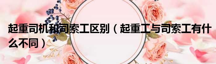 起重司机和司索工区别（起重工与司索工有什么不同）