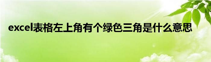 excel表格左上角有个绿色三角是什么意思