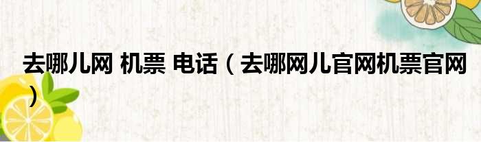 去哪儿网 机票 电话（去哪网儿官网机票官网）
