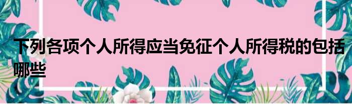 下列各项个人所得应当免征个人所得税的包括哪些