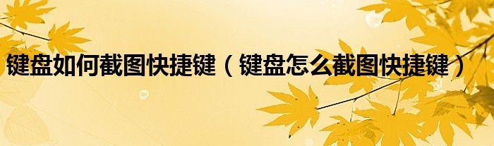 键盘如何截图快捷键（键盘怎么截图快捷键）