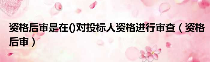 资格后审是在()对投标人资格进行审查（资格后审）