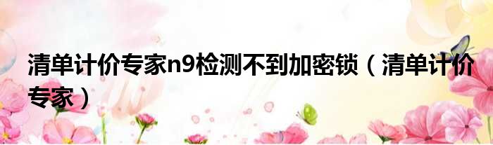 清单计价专家n9检测不到加密锁（清单计价专家）