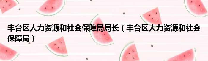 丰台区人力资源和社会保障局局长（丰台区人力资源和社会保障局）