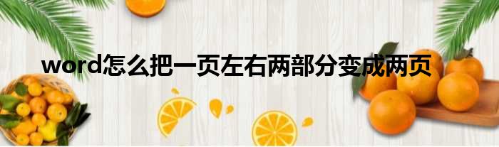 word怎么把一页左右两部分变成两页