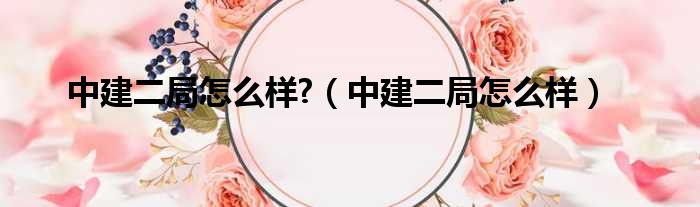 中建二局怎么样?（中建二局怎么样）