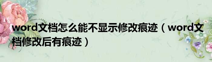 word文档怎么能不显示修改痕迹（word文档修改后有痕迹）
