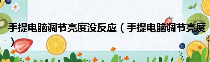 手提电脑调节亮度没反应（手提电脑调节亮度）