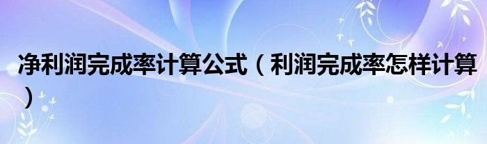 净利润完成率计算公式（利润完成率怎样计算）
