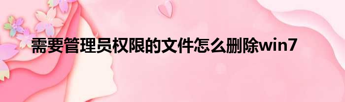 需要管理员权限的文件怎么删除win7
