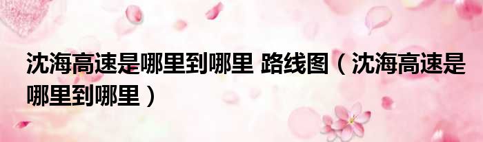 沈海高速是哪里到哪里 路线图（沈海高速是哪里到哪里）