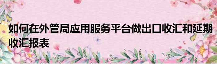 如何在外管局应用服务平台做出口收汇和延期收汇报表