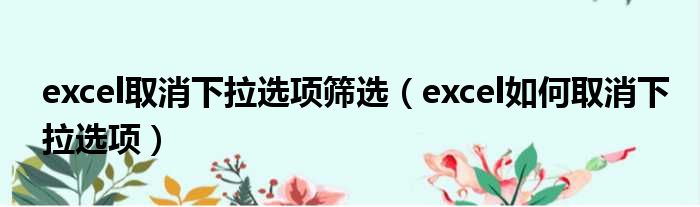 excel取消下拉选项筛选（excel如何取消下拉选项）