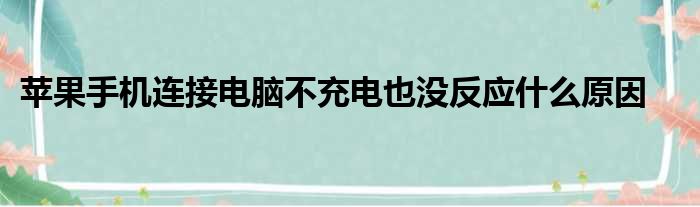 苹果手机连接电脑不充电也没反应什么原因