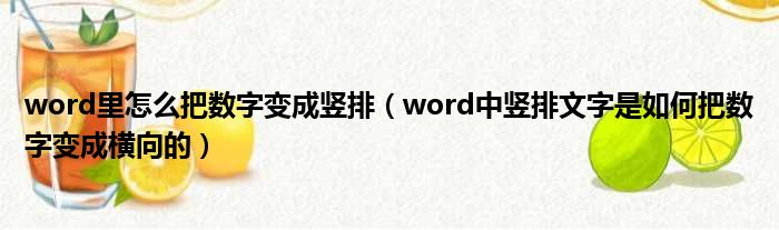 word里怎么把数字变成竖排（word中竖排文字是如何把数字变成横向的）