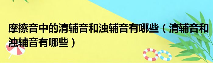摩擦音中的清辅音和浊辅音有哪些（清辅音和浊辅音有哪些）