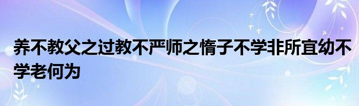 养不教父之过教不严师之惰子不学非所宜幼不学老何为