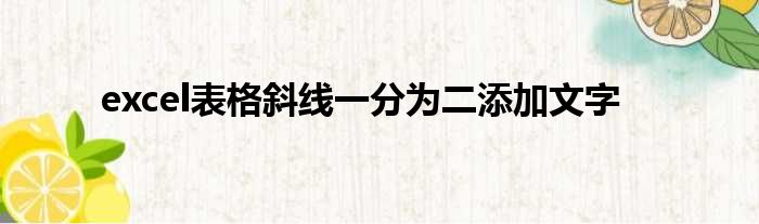 excel表格斜线一分为二添加文字