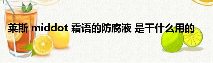 莱斯 middot 霜语的防腐液 是干什么用的