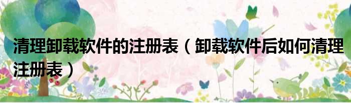 清理卸载软件的注册表（卸载软件后如何清理注册表）