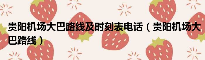 贵阳机场大巴路线及时刻表电话（贵阳机场大巴路线）