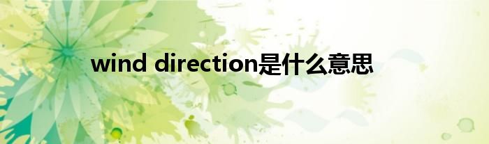 wind direction是什么意思