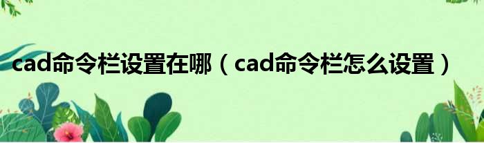 cad命令栏设置在哪（cad命令栏怎么设置）