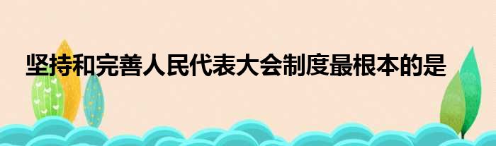 坚持和完善人民代表大会制度最根本的是