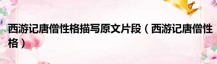 西游记唐僧性格描写原文片段（西游记唐僧性格）