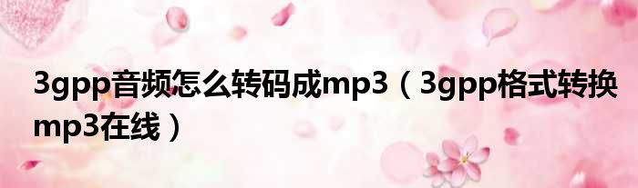 3gpp音频怎么转码成mp3（3gpp格式转换mp3在线）