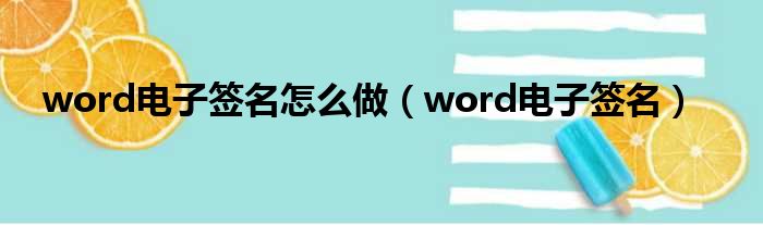 word电子签名怎么做（word电子签名）