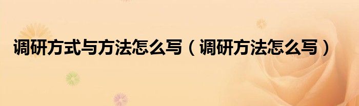 调研方式与方法怎么写（调研方法怎么写）
