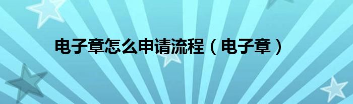 电子章怎么申请流程（电子章）
