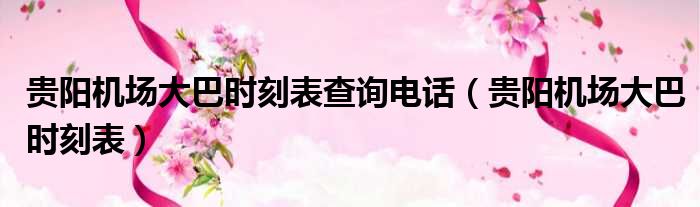 贵阳机场大巴时刻表查询电话（贵阳机场大巴时刻表）