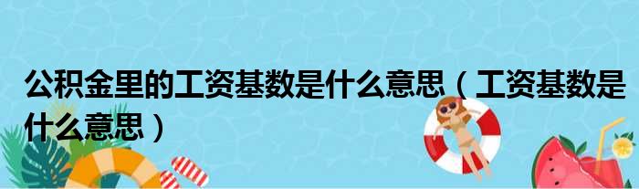 公积金里的工资基数是什么意思（工资基数是什么意思）