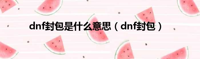 dnf封包是什么意思（dnf封包）