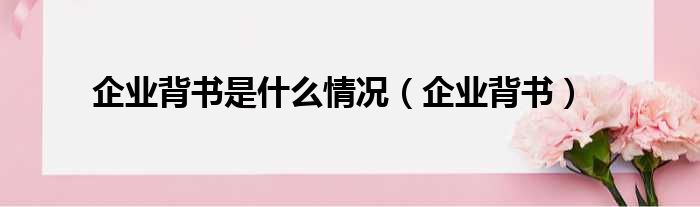 企业背书是什么情况（企业背书）