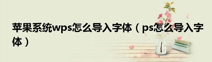 苹果系统wps怎么导入字体（ps怎么导入字体）