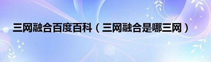 三网融合百度百科（三网融合是哪三网）