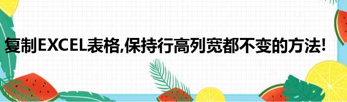复制EXCEL表格,保持行高列宽都不变的方法!