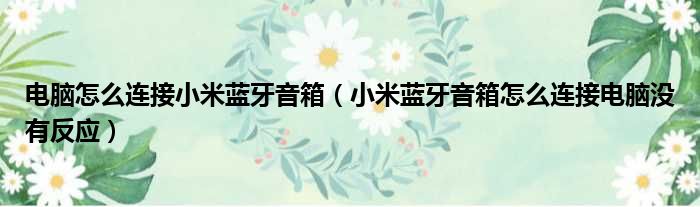 电脑怎么连接小米蓝牙音箱（小米蓝牙音箱怎么连接电脑没有反应）