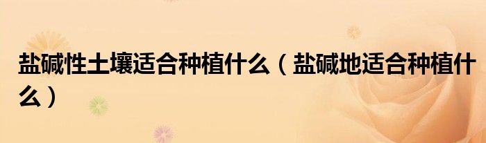 盐碱性土壤适合种植什么（盐碱地适合种植什么）