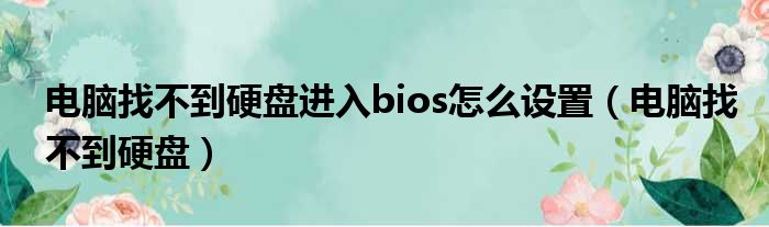 电脑找不到硬盘进入bios怎么设置（电脑找不到硬盘）