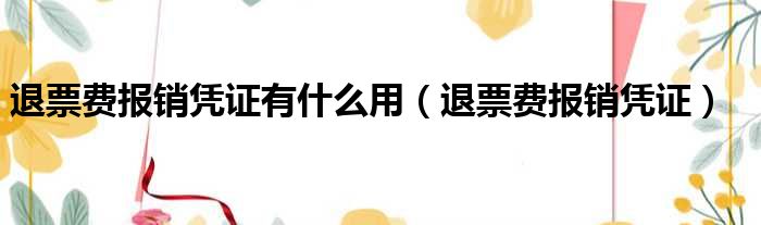 退票费报销凭证有什么用（退票费报销凭证）