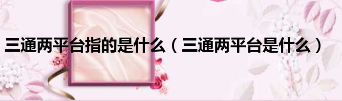 三通两平台指的是什么（三通两平台是什么）
