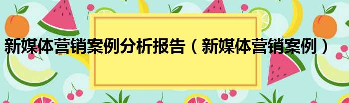 新媒体营销案例分析报告（新媒体营销案例）