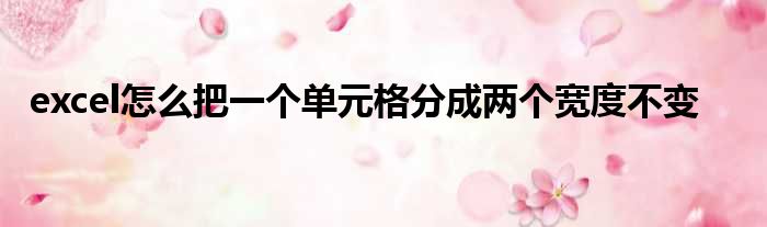 excel怎么把一个单元格分成两个宽度不变